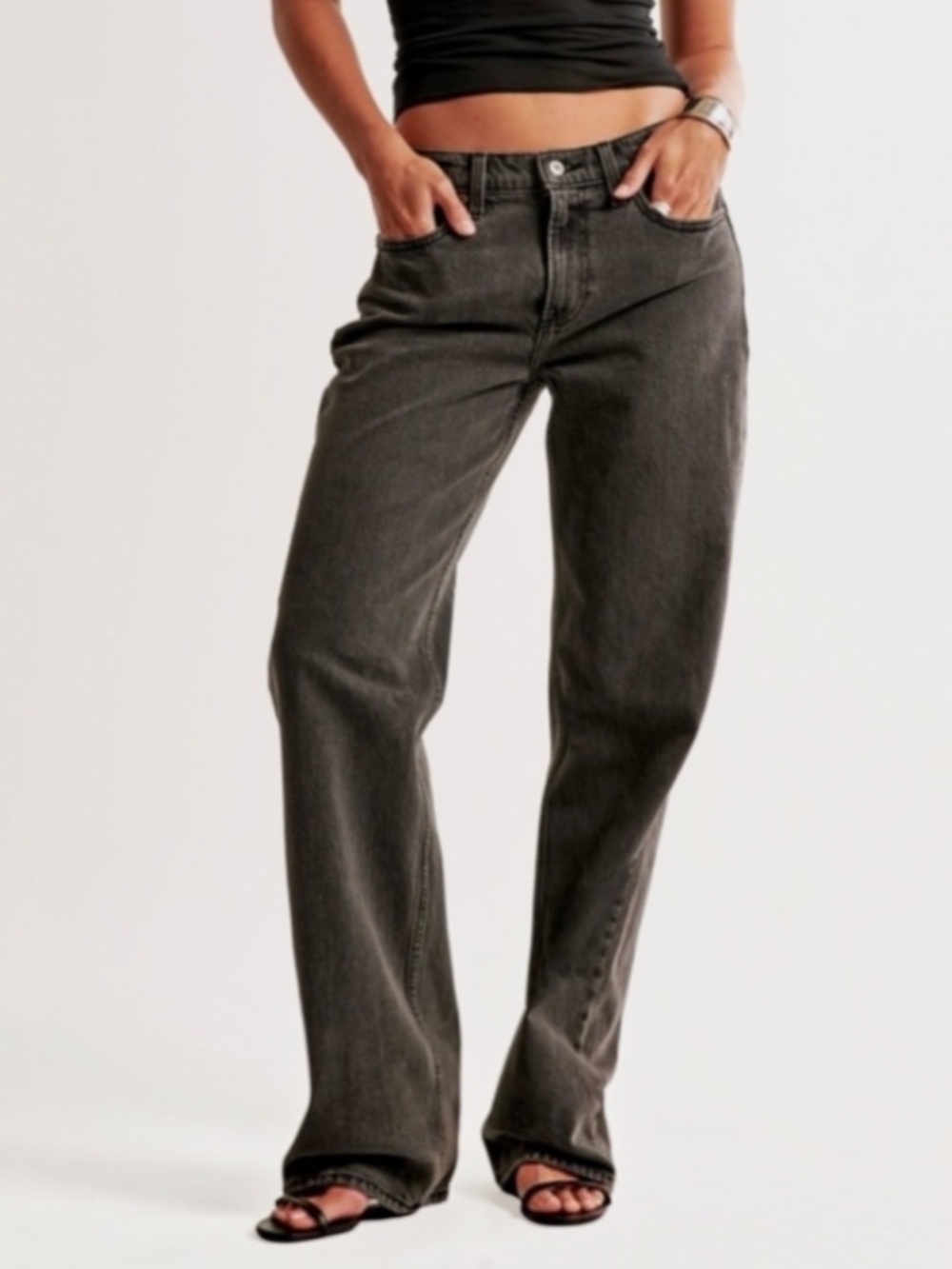 Abercrombie & Fitch The Baggy Low Rise Charcoal Washed Black Jeans